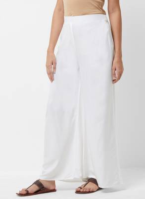 Women's Soild White Flarred Palazzo 1