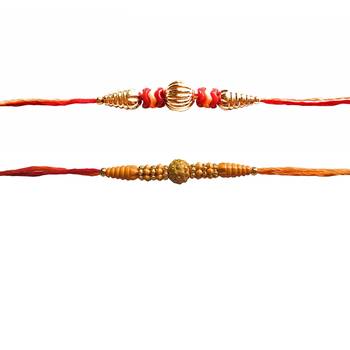 Designer Rakhi Combo of 2 Rakhi :: Roli Tika 3