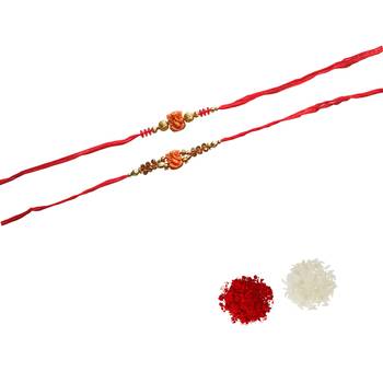 Beautiful Set of 2 Ganesha Rakhi :: Roli Tika for Brother 2