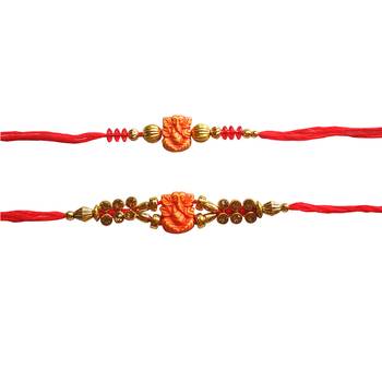 Beautiful Set of 2 Ganesha Rakhi :: Roli Tika for Brother 3