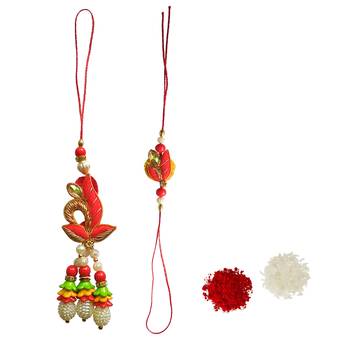 Ethnic Lumba Rakhi Set :: Roli Tika for Bhabhi and Bhaiya (1 Rakhi 1 Lumba) 1