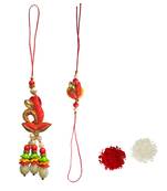 Ethnic Lumba Rakhi Set :: Roli Tika for Bhabhi and Bhaiya (1 Rakhi 1 Lumba)