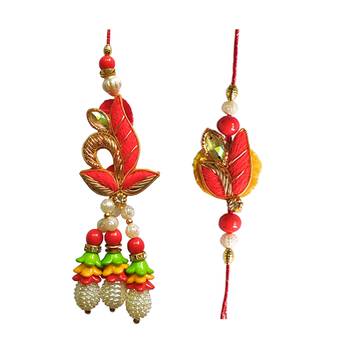Ethnic Lumba Rakhi Set :: Roli Tika for Bhabhi and Bhaiya (1 Rakhi 1 Lumba) 2