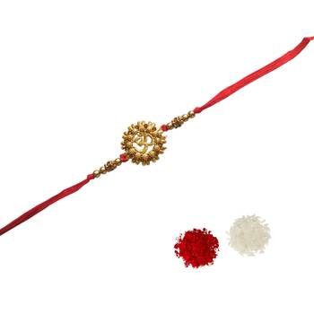 Beautiful Designer Golden OM Rakhi :: Roli Tika for Brother 2