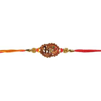 Beautiful Designer OM Rakhi Set :: Roli Tika for Brother (2 Rakhi) 3
