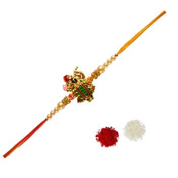 Beautiful Designer Meenakari Work Rakhi of Shri Baanke Bihari ji :: Roli Tika for Brother (Single Rakhi) 2