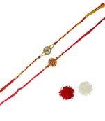 Set of Beautiful Cut-Work Plated Rakhi :: Roli Tika for Brother (2 Rakhi)