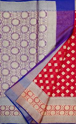 red woven banarasi saree with blouse 1