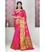 Pink woven cotton silk saree with blouse