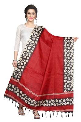 Designer red printed Duppatta 1