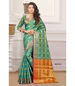 Green woven art silk saree with blouse