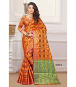 Orange woven art silk saree with blouse