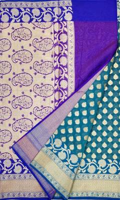 Sea Green woven Banarasi saree with blouse 1