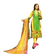 Green Printed Lawn Cotton Unstitched Salwar With Dupatta