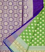 parrot green woven banarasi saree with blouse