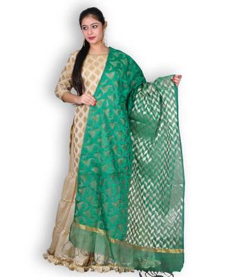 Green Banarasi Super Net Dupatta 1
