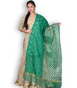 Green Banarasi Super Net Dupatta