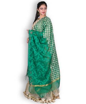 Green Banarasi Super Net Dupatta 2