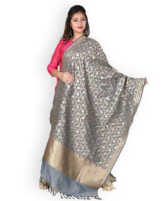 Grey Silk Banarasi Dupatta 2