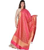 Pink Banarasi Silk Dupatta With Zari Weave