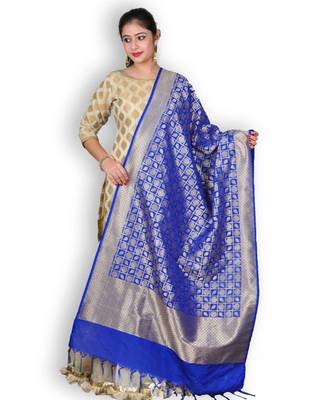 Blue Banarasi Silk Dupatta 1