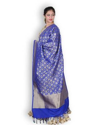 Blue Banarasi Silk Dupatta 2