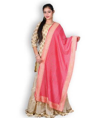 Red Banarasi Khaddi Chiffon Dupatta 1
