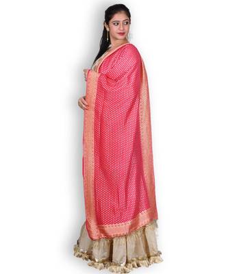 Red Banarasi Khaddi Chiffon Dupatta 2