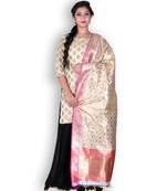 Golden & Pink Banarasi Pure Silk Dupatta with Zari weave