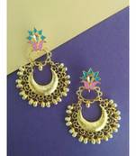 floral earrings with blue and pink