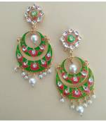 kundan chanbali with green and red