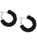 Black Color Bling Bling Hoop Earrings For Women Shiny Crystal Hollow Round Circle Ear Jewelry Earrings For Women