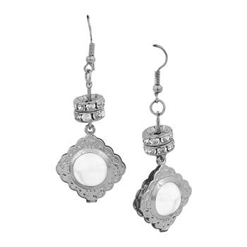 Grey Color Pearl Earing Square Design For Womens & Girls 1