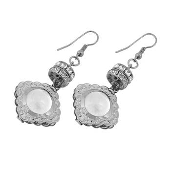 Grey Color Pearl Earing Square Design For Womens & Girls 3