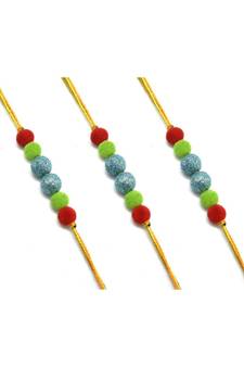 Multicolor Jewellery Designer Fancy Stylish Beautiful Combo (Set Of 3) Rakhi For Brother