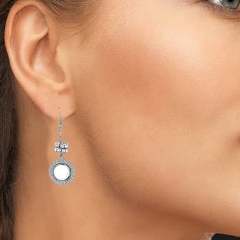 Grey Color Pearl Earing Round Design For Womens & Girls 4