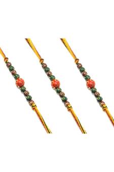 Multicolor Jewellery Designer Fancy Stylish Beautiful Combo (Set Of 3) Rakhi For Brother