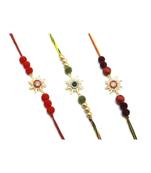 Multicolor Jewellery Designer Fancy Stylish Beautiful Combo (Set Of 3) Rakhi For Brother