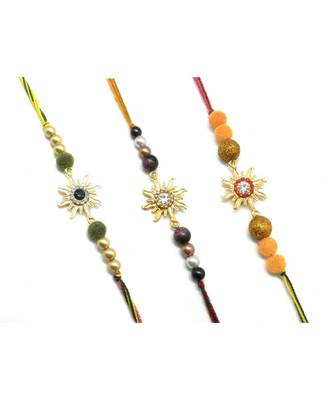Multicolor Jewellery Designer Fancy Stylish Beautiful Combo (Set Of 3) Rakhi For Brother 1