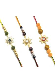 Multicolor Jewellery Designer Fancy Stylish Beautiful Combo (Set Of 3) Rakhi For Brother