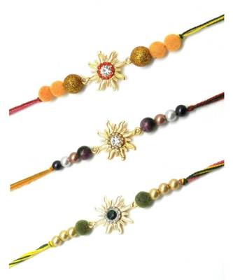 Multicolor Jewellery Designer Fancy Stylish Beautiful Combo (Set Of 3) Rakhi For Brother 2