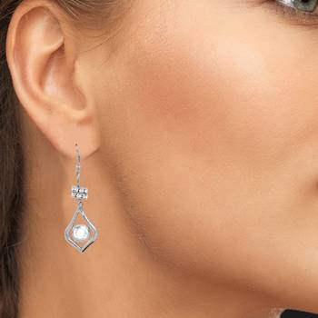 Grey Color Pearl Earing Diamond Design For Womens & Girls 4