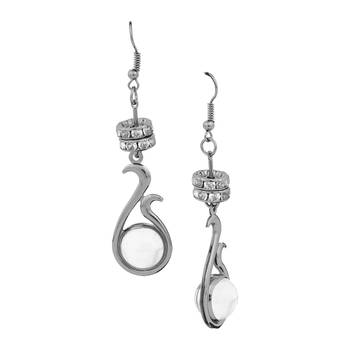 Grey Color Pearl & Diamond Embellished Earing Infinity Design For Womens & Girls 1