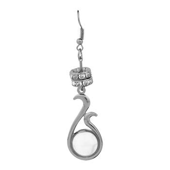 Grey Color Pearl & Diamond Embellished Earing Infinity Design For Womens & Girls 2