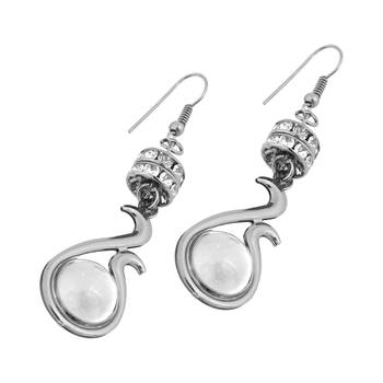 Grey Color Pearl & Diamond Embellished Earing Infinity Design For Womens & Girls 3