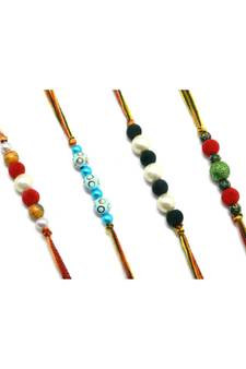 Multicolor Jewellery Designer Fancy Stylish Beautiful Combo (Set Of 4) Rakhi For Brother