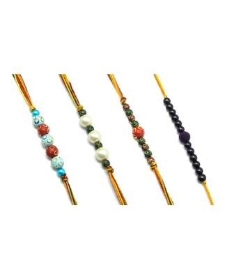 Multicolor Jewellery Designer Fancy Stylish Beautiful Combo (Set Of 4) Rakhi For Brother 1