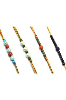 Multicolor Jewellery Designer Fancy Stylish Beautiful Combo (Set Of 4) Rakhi For Brother