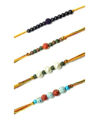 Multicolor Jewellery Designer Fancy Stylish Beautiful Combo (Set Of 4) Rakhi For Brother 2