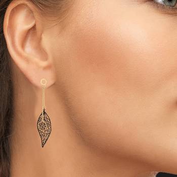 Black Color Stylish Leaf Shape Party Wear Earrings/Jhumki For Girls And Women 4